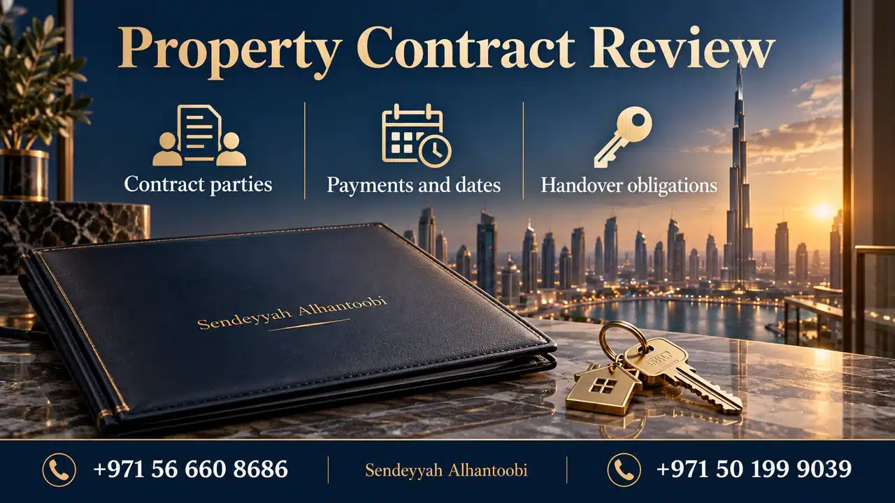 Property contract review: contract parties, payments and dates, and handover obligations